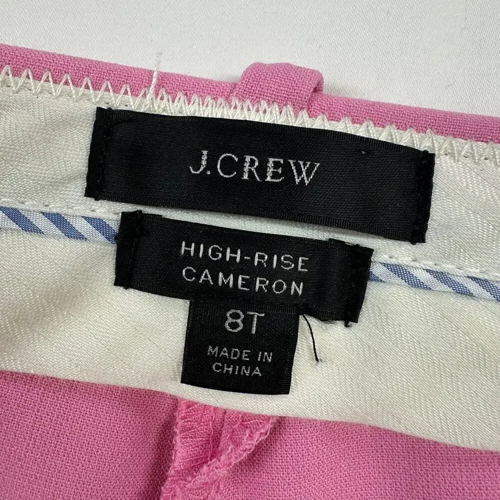 J. Crew Pants Women 8 Tall Pink High Rise Cameron Trouser Classic Solid Business